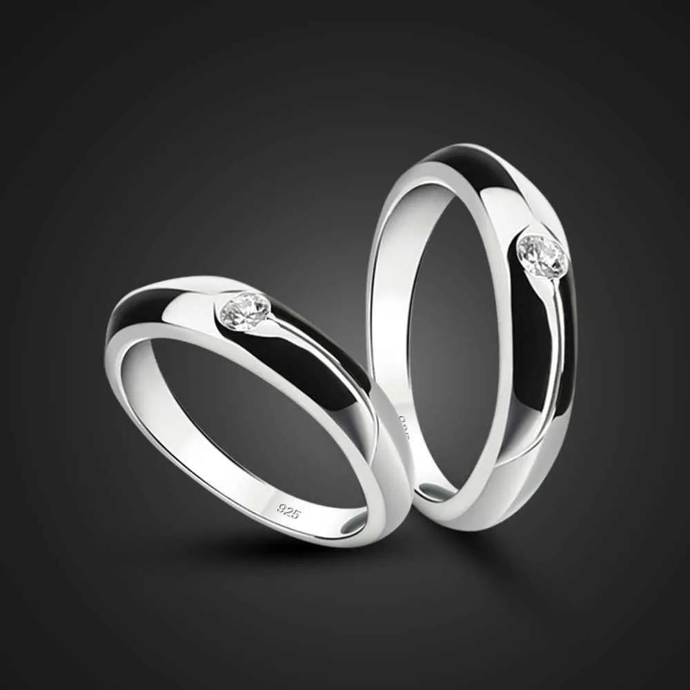 Cluster Rings Mode femme bague en argent pur Simple % Solide 925 bague en argent Couple classique bague Hommes Femmes Bijoux de fiançailles cadeau G230228