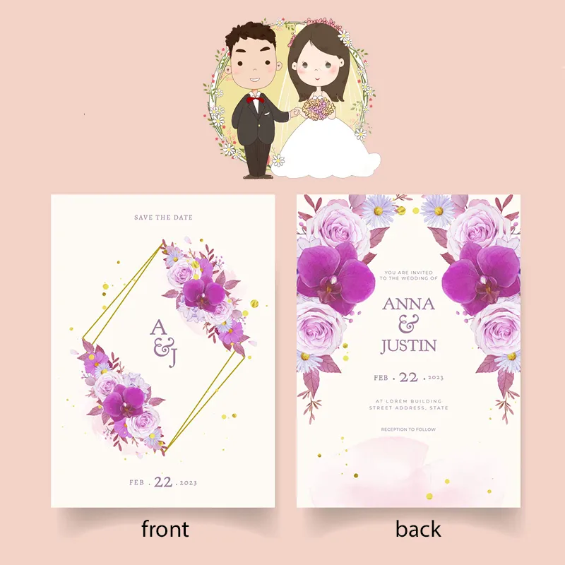Outros eventos suprimentos de festa cartões de convites de casamento personalizados personalizados tabela de decoração de cartões de cartões menu RSVP Print 230228
