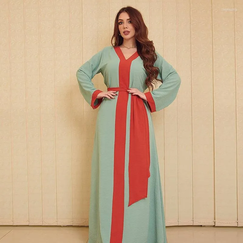 민족 의류 라마단 아바야 두바이 드레스 여성 터키 카프탄 마로 카인 겸손한 패치 워크 히잡 긴 가운 무슬림 고스 드레스 패션