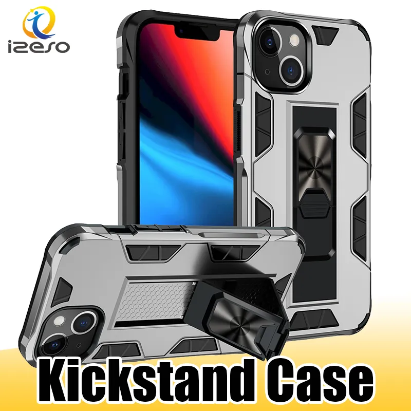 iPhone 14 13 Pro Max 12 Mini 11 XS Max XR 8 Protector Cover Izeso의 숨겨진 브래킷 스탠드 전화 케이스