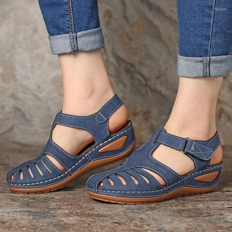 Sandaler 2023 Kvinna Summer Vintage Wedge Casual Women Shoe Female Ladies Retro Sandalias Plus Size