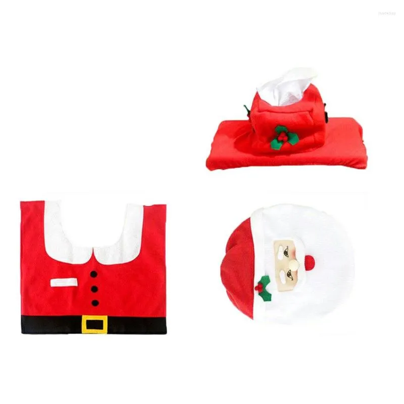 Decorações de Natal 3pcs decoração capa do banheiro conjunto de banheiro