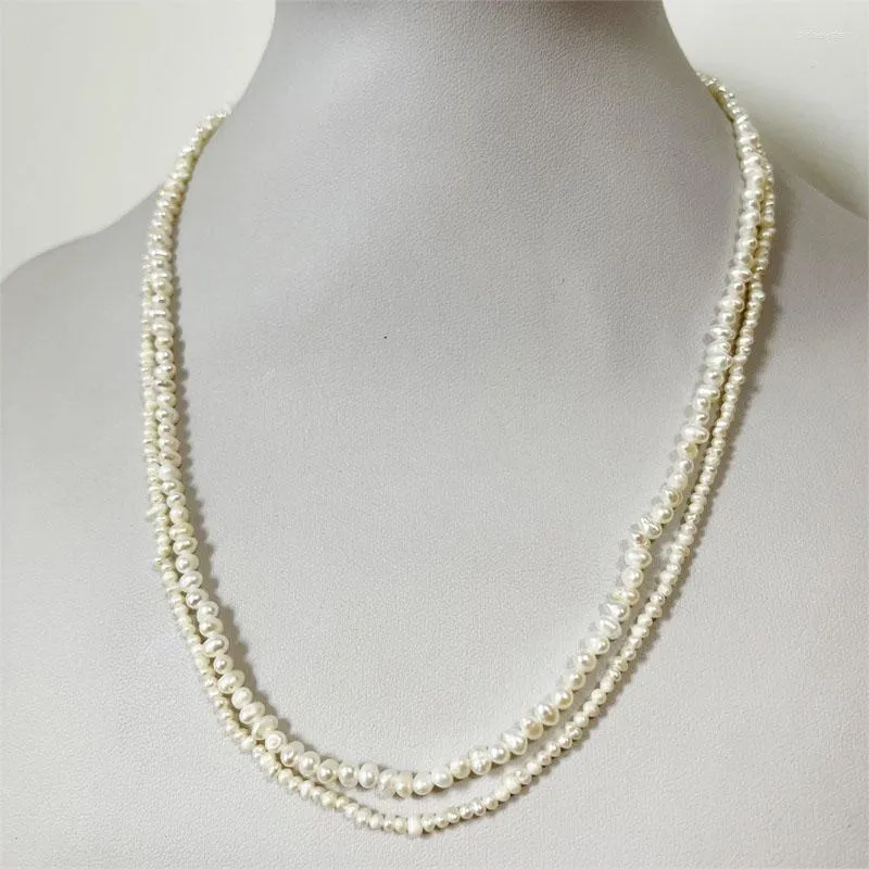 Chains Natual Pearl Necklace Potato Shape Natural Keshi Beads Women Luxury Gemstone 2-3MM 3-4MM With Customize