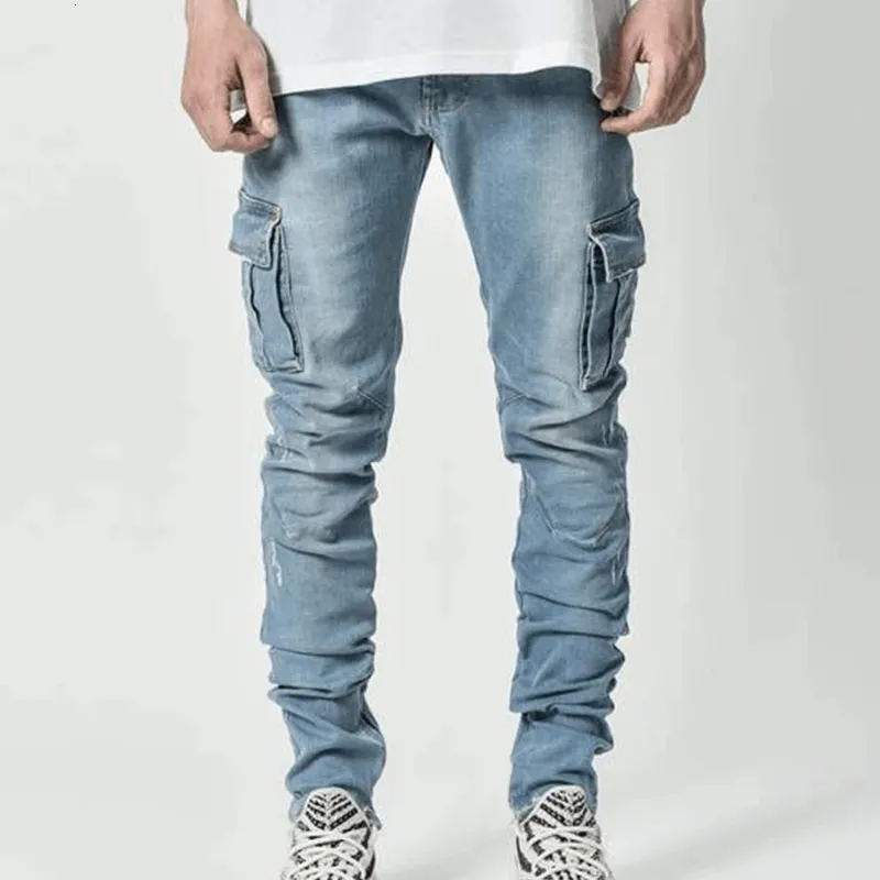 Jeans para hombres SkinnyFit Stretch Jean Regular Fit Black Distressed Streetwear Hombres Primavera y otoño 230301