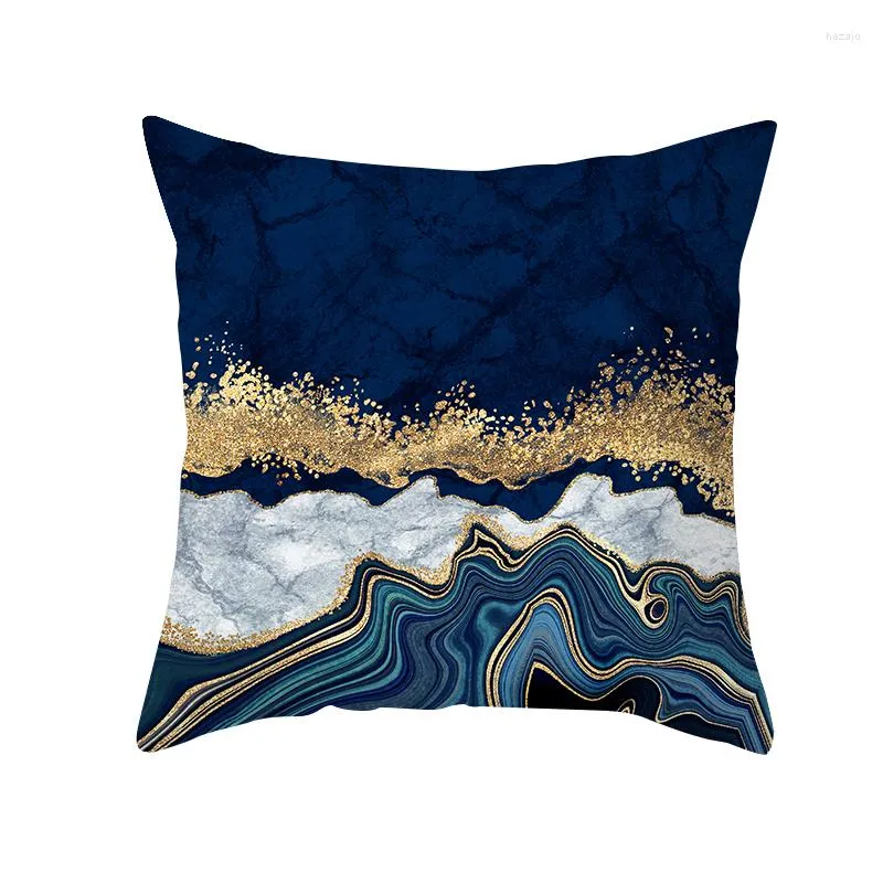 وسادة ألوان مائية رخامية طباعة العلبة المربعة تغطية المحيط رمي البوليستر أريكة الوسائد