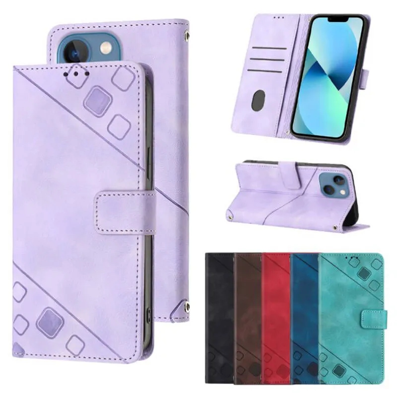 Business Leather Wallet Cases for iphone 14 pro max 13 mini 12 11 touch7 6 7 8 XR XS ID Card Slot Print Hand Feeling Skin Feel Book Flip Cover