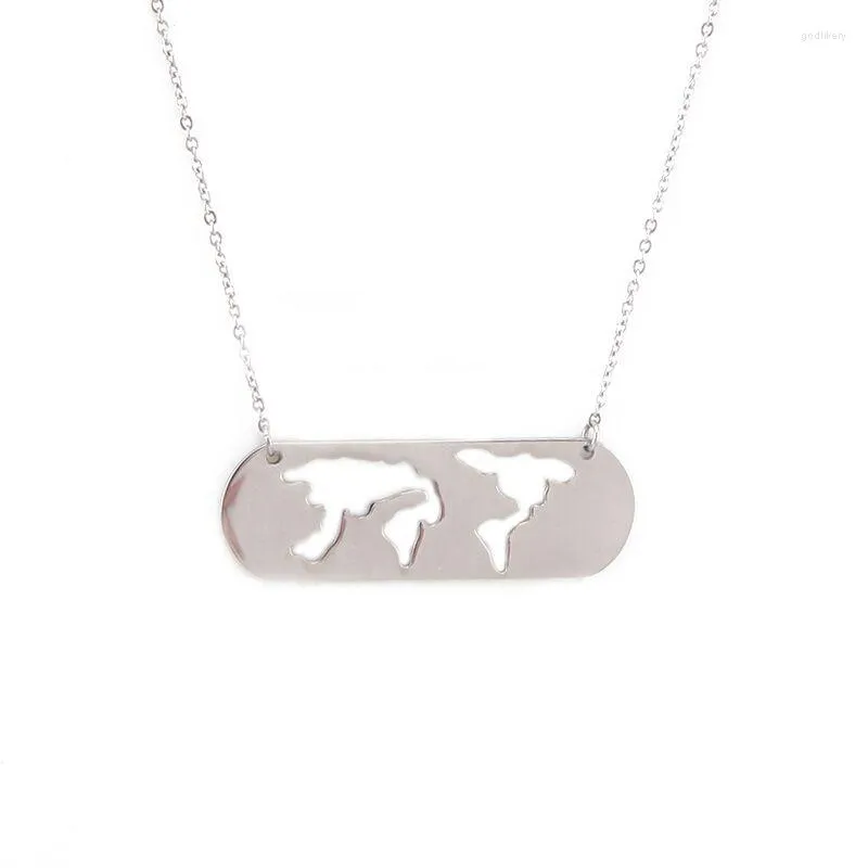 Hänghalsband vinnie design smycken silver färg halsband för kvinnor rostfritt stål globetrotter med 45 cm kedja