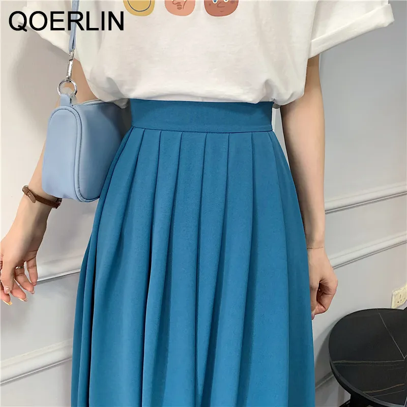 Afibi Womens High Waisted A Line Pleated Midi Skit Button