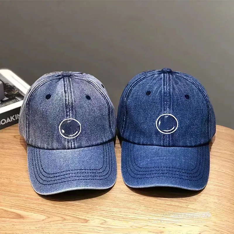 All-match Korean-Style Embroidered Washed Denim Baseball Hat Men's and Women's Same Casual Big Head Circumference Peaked Cap