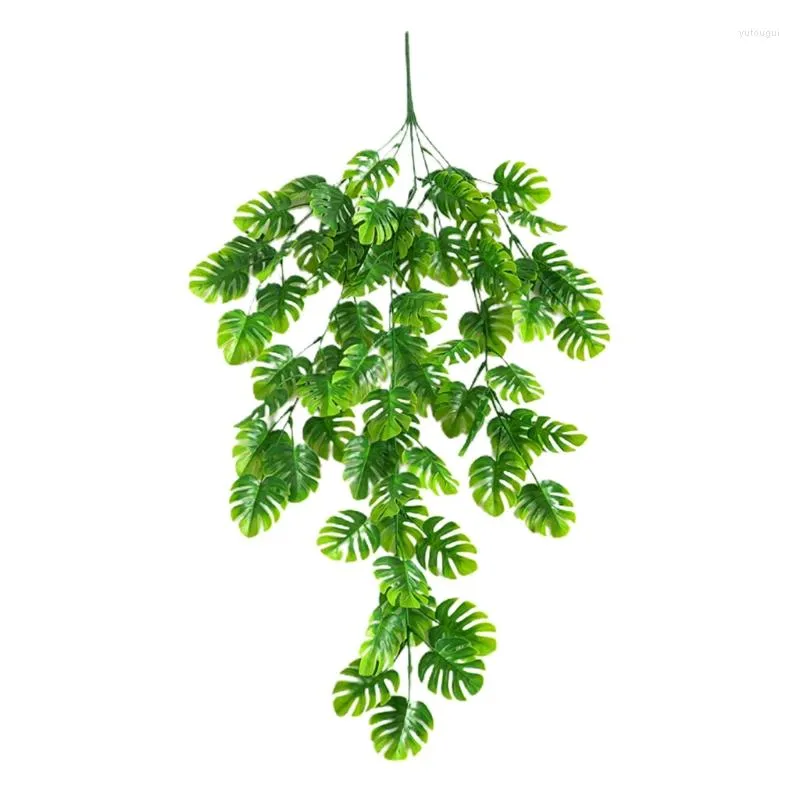 Dekorativa blommor 74 cm konstgjorda gröna växter som hänger vinstockar murgröna löv radish tång druva falska trädgård vägg party dekor s prop