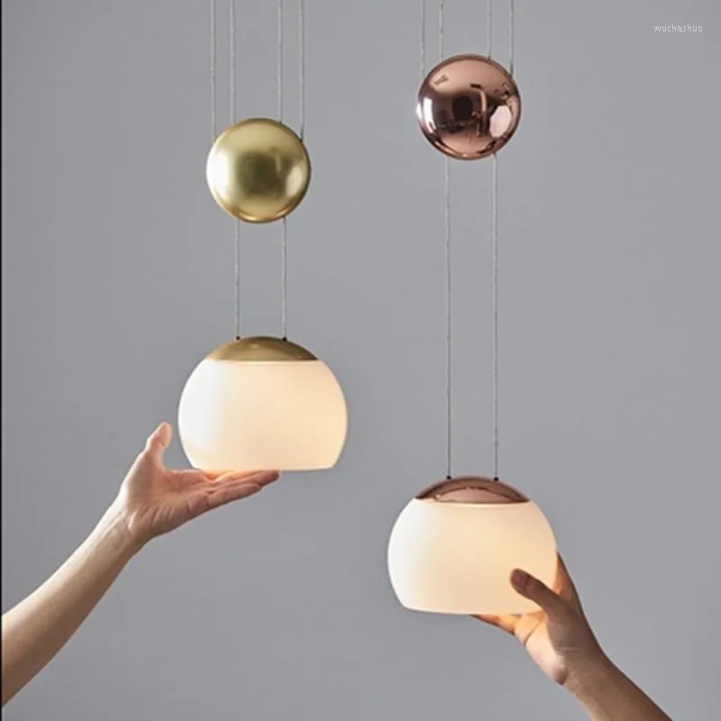 Lampes suspendues SEEDDESIGN Lumières en verre postmodernes Designer Restaurant Creative Simple Or Rose Éclairage Suspension de chevet