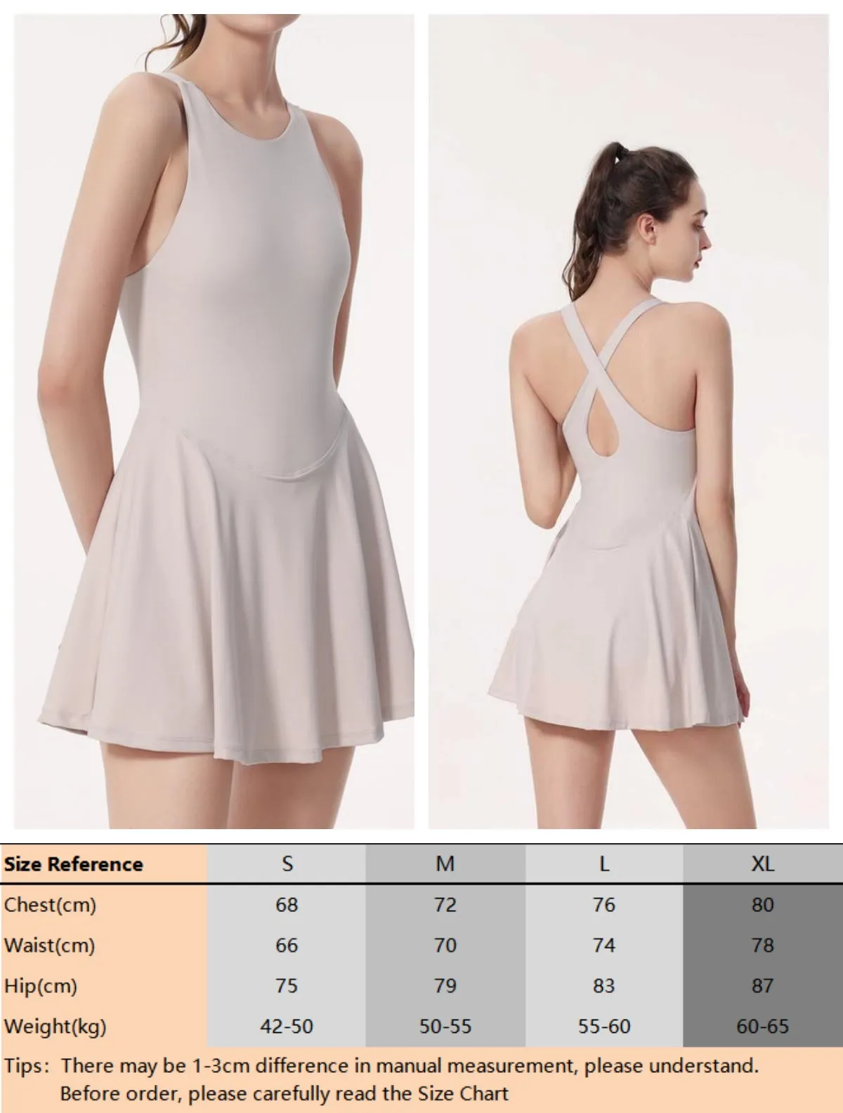 Women's Tennis Dress, Workout Golf Dress Built-in with Bra & Shorts Pocket  Sleeveless Athletic Dresses