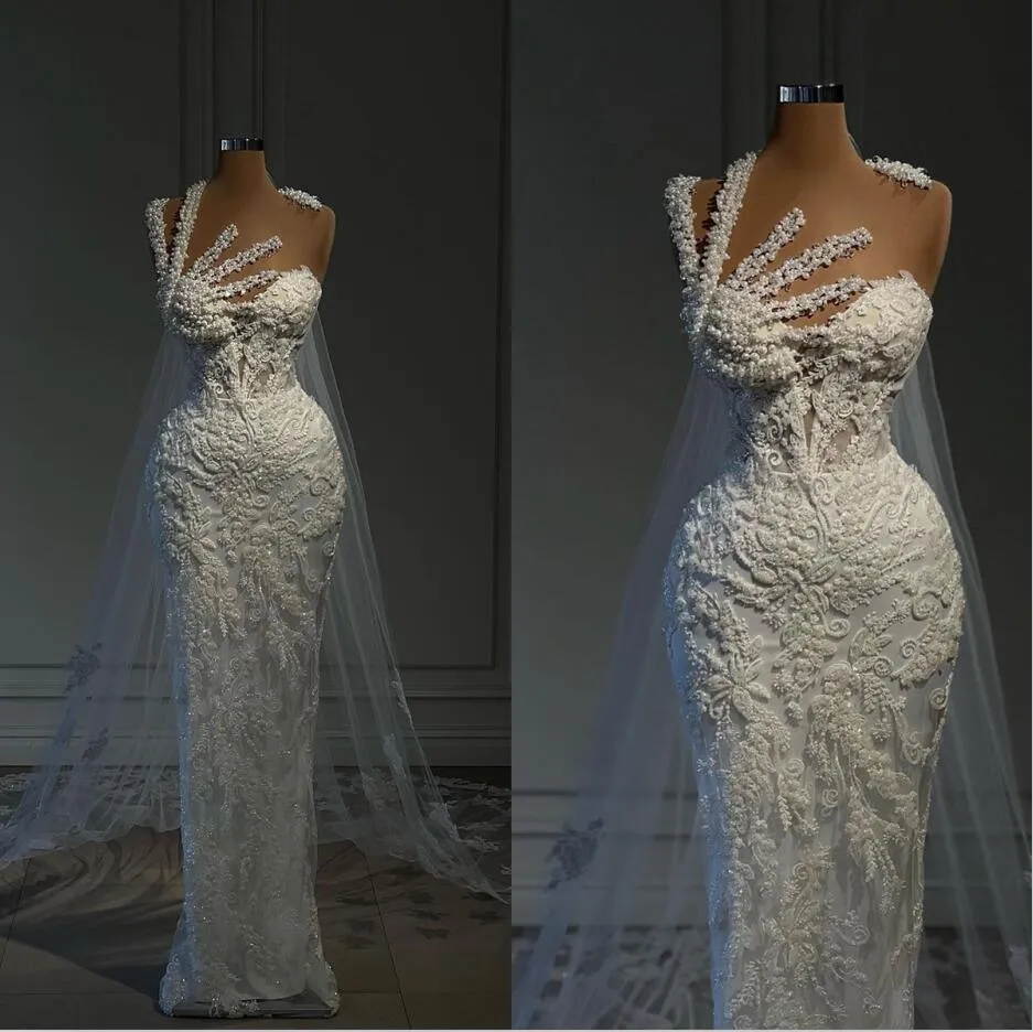 Meerjungfrau D Blumenhochzeitskleid Prinzessin Perlenspitzen Applikationen Illusion Brautkleider Vestidos de Novia Ress e ress e ress e ress e