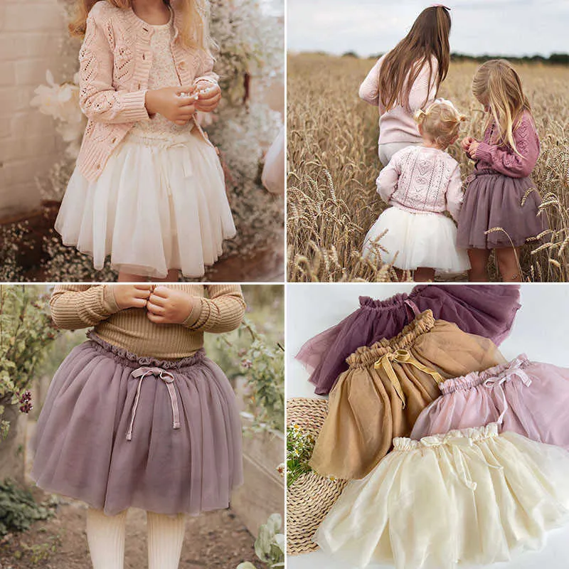 Kjolar enkelibb småbarn flicka sommar tutu kjolar kvalitet mjuk baby flicka födelsedagsfest tutus rosa brun lila beige färg barnbottnar t230301