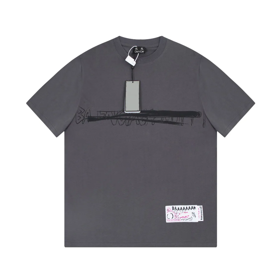 DUYOU T-shirt surdimensionné avec lettres de lavage en jersey vintage 100% coton T-shirt hommes occasionnels T-shirts de base femmes qualité classique hauts DY8870
