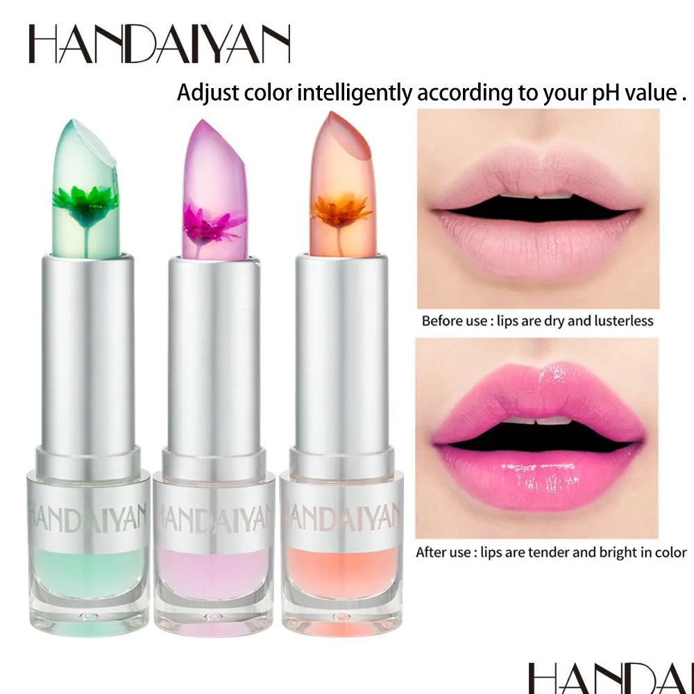 Lipbalsem handaiyan moisturizer lippen plakken transparante jelly bloem 8 verschillende kleur voedzame make -up hydraterende lippenstift buis druppel dhkli