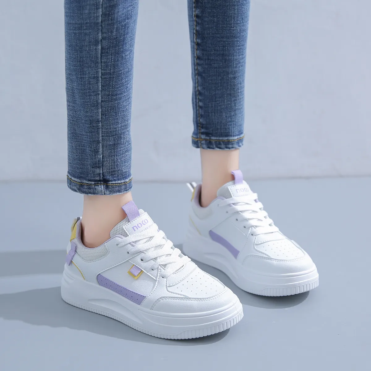 Fashion hotsale women's flatboard shoes White-pink White-purple spring casual shoes sneakers Color14