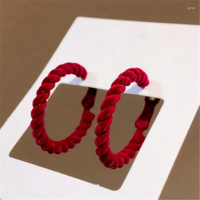 Boucles d'oreilles créoles coréen rétro rouge 2023 automne hiver mode tissu cercle boucles d'oreilles bijoux en gros