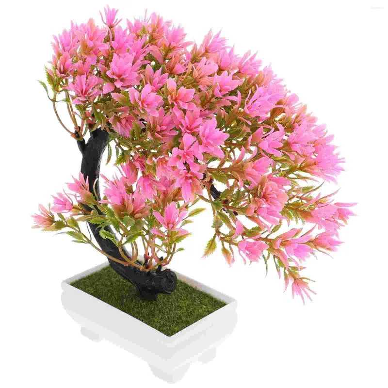 Dekorativa blommor Bonsai Tree Artificial Fake Potted Pine Realistic Faux Flower Decor Välkommande prydnads topiary buskar hem