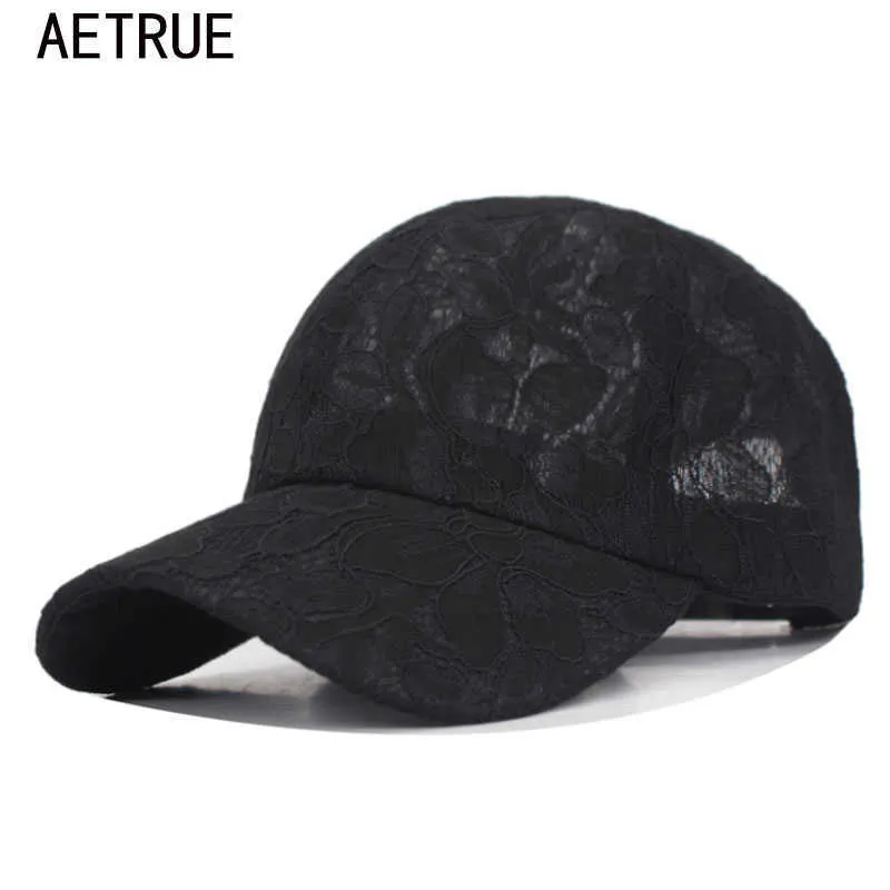 Ball Caps AETRUE Fashion Baseball Cap Women Snapback Caps Hats For Women Girls Casquette Solid Bone Gorras Lace Floral Lady Female Hat CapJ230228