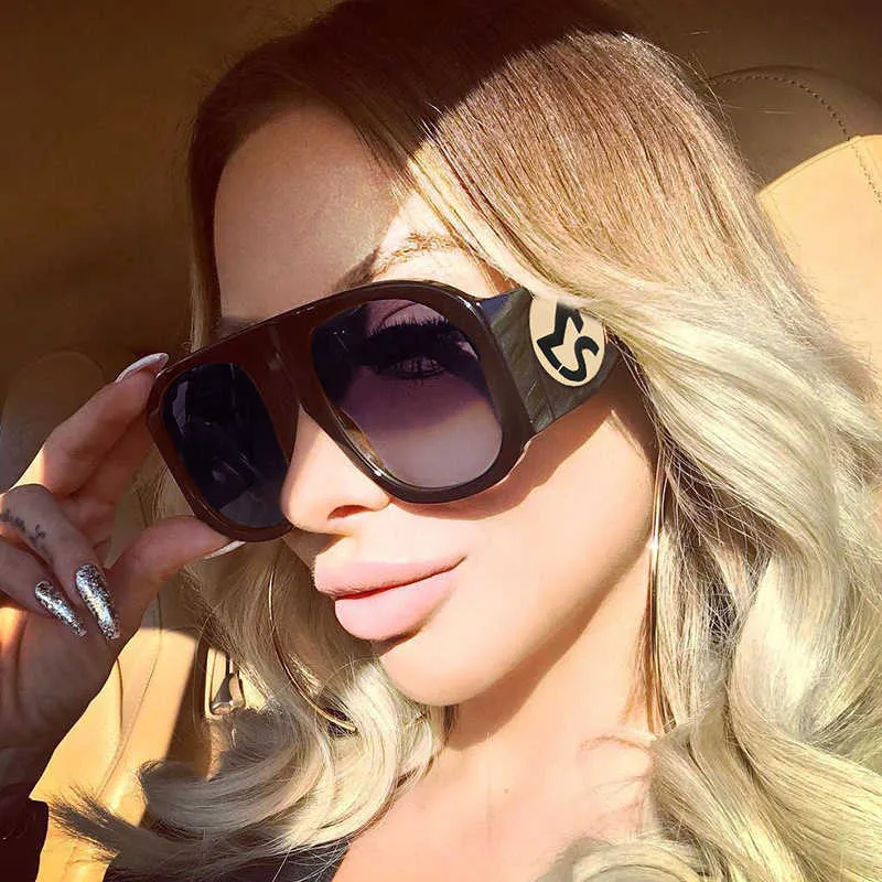 Sunglasses HBK Luxury Celebrity Sunglasses Women Men Retro Oversized Oval Sun Glasses Hip Hop Style High Quality Big Frame Brown Gray LensJ230301