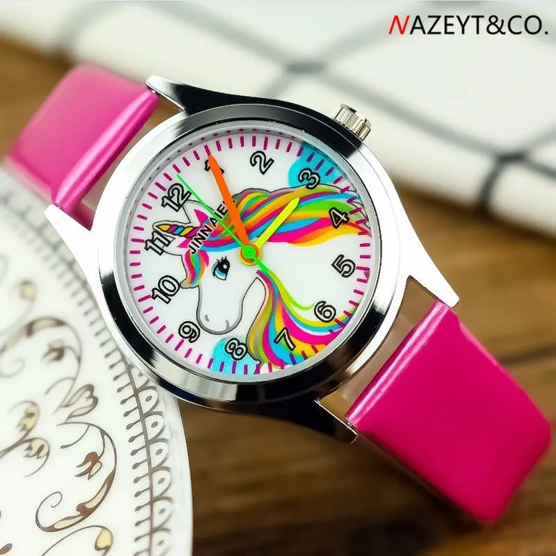 Wristwatches Contracted Anime Girl Cartoon Color Needle Watch Children One-horned Skins With Quartz