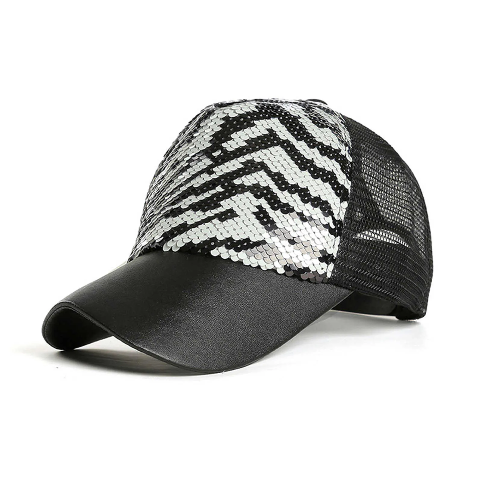 Ball Caps Sequin Baseball Cap Leisure Breathable Sports Cap Portable Unisex Sun HatJ230228