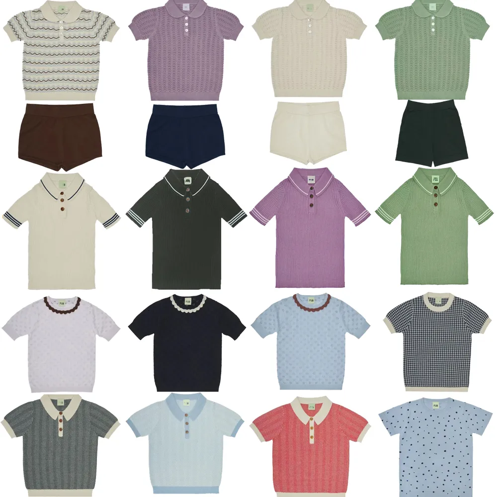 TSHIRTS FUB 2023 Summer Kids Knit Shirts For Boys Girls Söta korta ärm Ops Baby Oddler Cotton Ees Clothes Outwear 230301