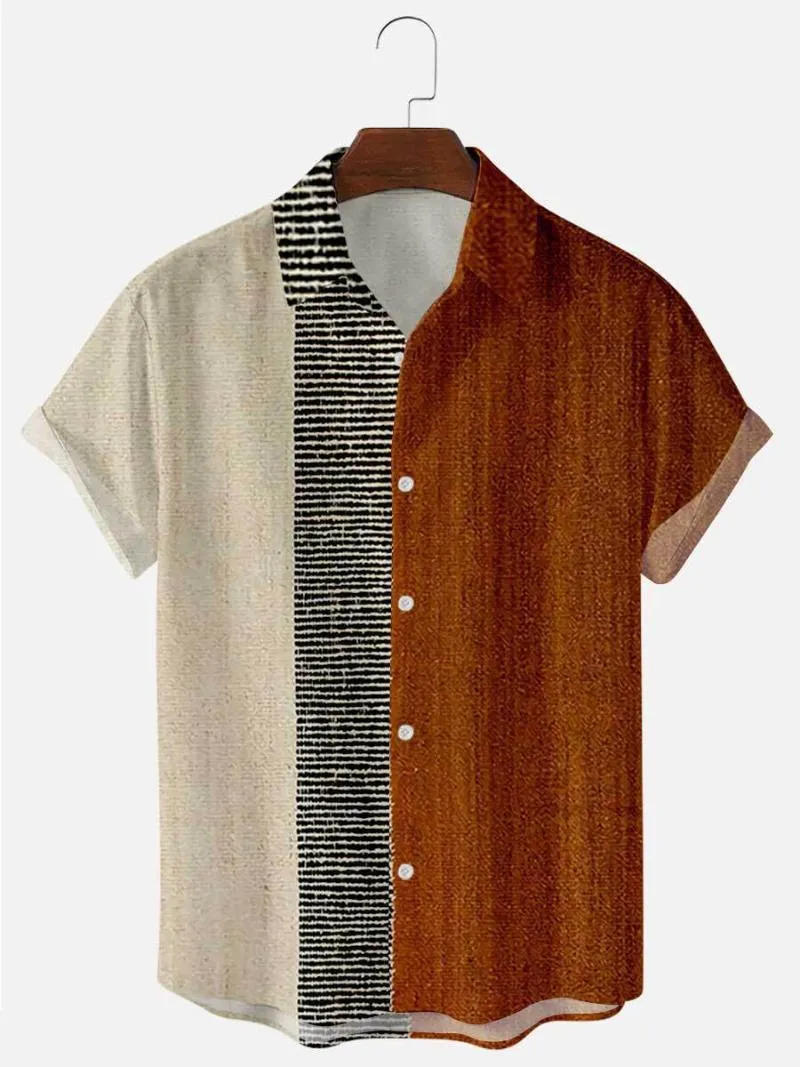 Camisas casuais masculinas de verão de manga curta camisa havaiana com tamanho de listra 5 travessuras de praia digital de praia