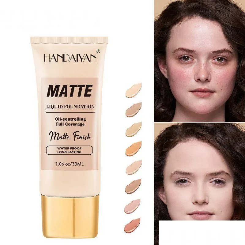 Foundation Handaiyan Forward Makeup Liquid Matte Finish Waterproof Longlasting Oilcontrolling fl erage 30 ml fuktighetskräm porer br dh5ry