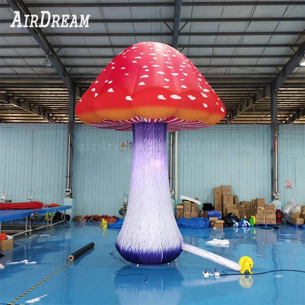 Realistic Inflatable Mushroom with Led Lights 2 Meters High Party Stage Lifelike Mushrooms Props Decorative Toys with blower free ship