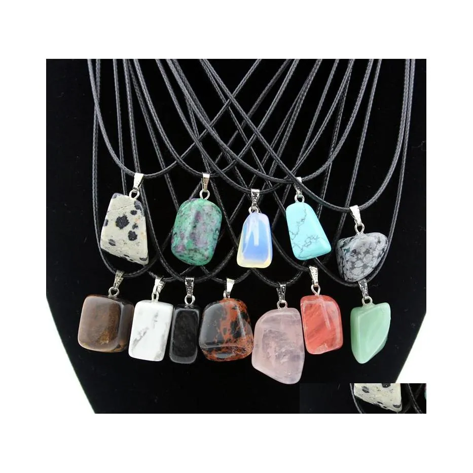 Auto DVR Hanger Kettingen Irregar Healing Chakra Natural Stone ketting Roze Tigers Eye Rose Quartz Crystal Charms Sieraden Vrouwen Drop Dhnbf