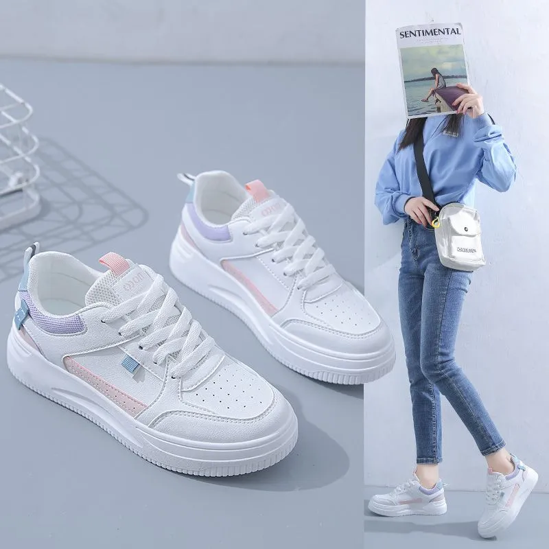 Fashion HotSale Women's Flatboard Shoes White-rosa vit-lila våren Casual Shoes Sneakers Color55