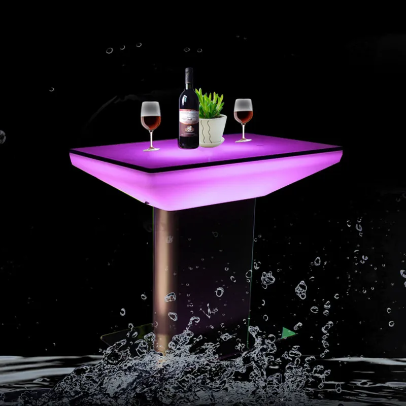 LED Luminous Bar Table Plastic Party Table 88x55cm for Bar Coffee
