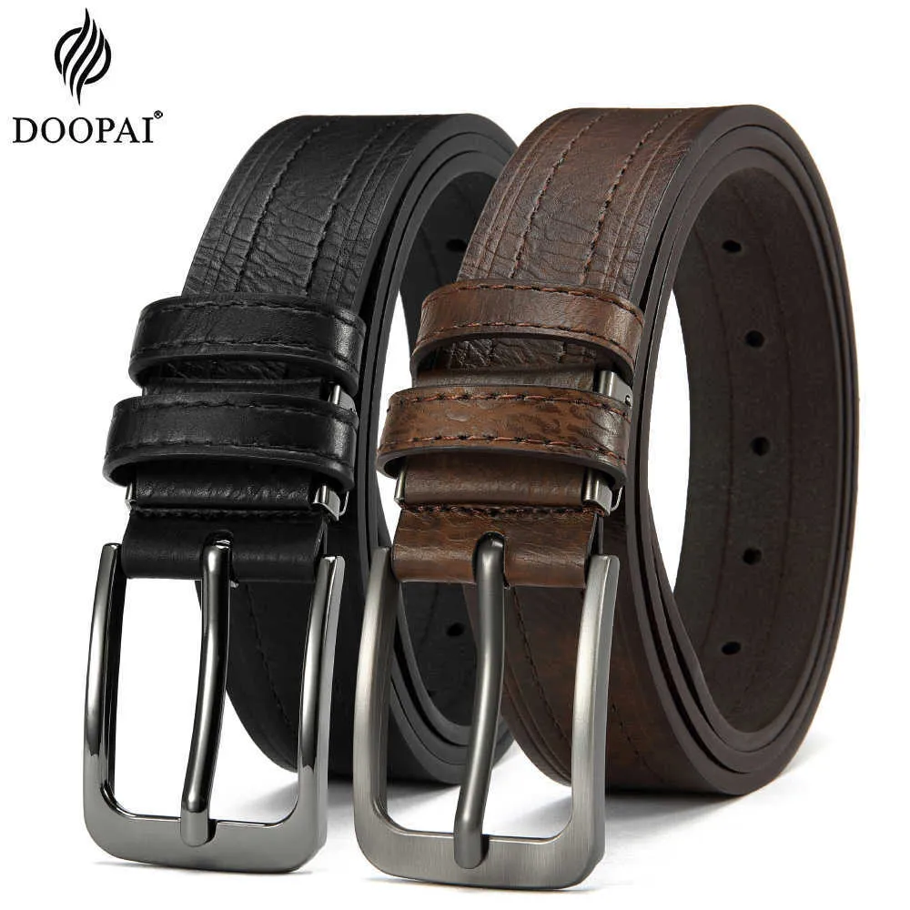 Ceintures DOOPAI hommes ceinture en cuir boucle ardillon décontracté peau de vache hommes mode classique Vintage Jean ceintures cadeaux Z0228