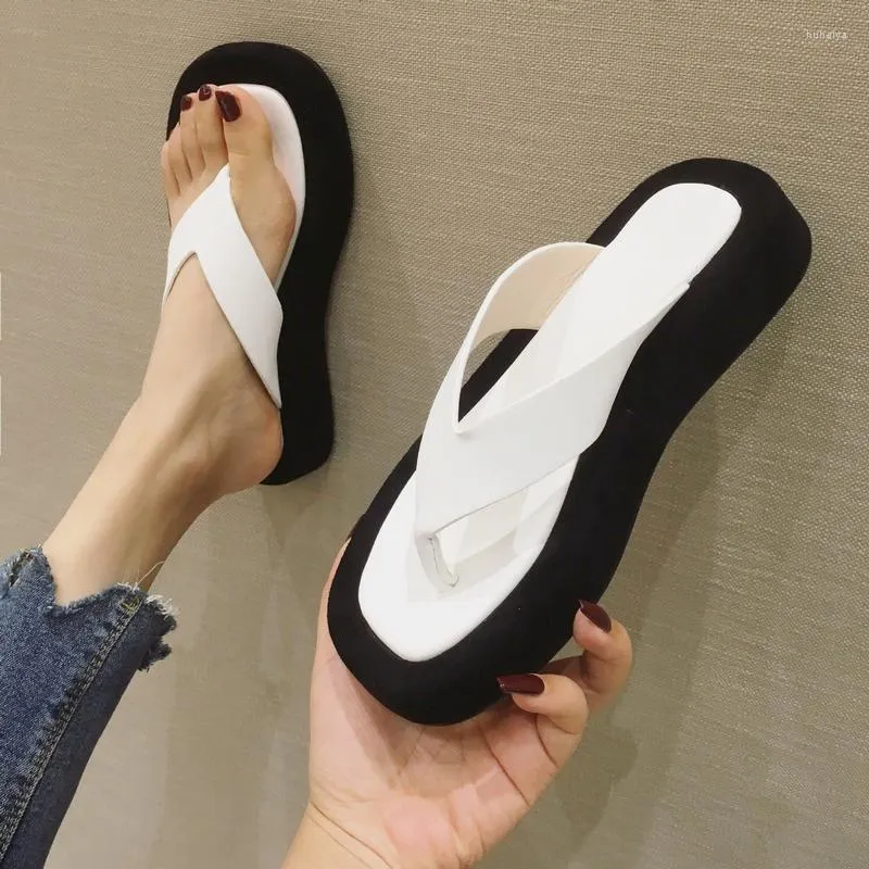 Terlik Karışık Renkler Platform Sandalet Kadın Yaz Plajı Açık Flip Flop Marka Tasarım Ayakkabı Ginza A2-38