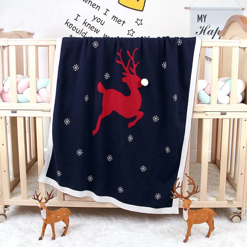 Blankets Swaddling Christmas Threedimensional Elk Baby Toddler Air Conditioner For Infant Warm Knit Quilt 10080cm 024 Months 230301