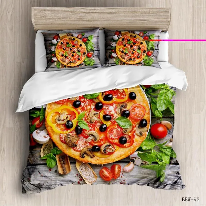 Ensembles de literie mignon ensemble de nourriture Sandwich saucisse Pizza housse de couette pour adultes nordique 150 linge de lit 3d couette Textiles de maison