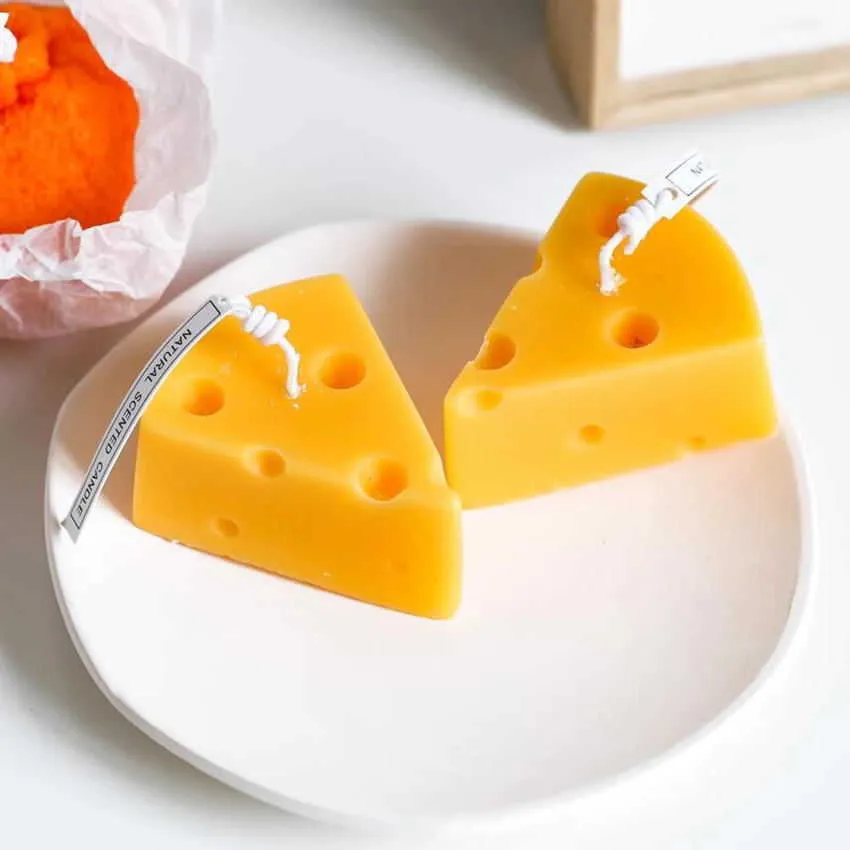 3D Aromatherapie Creatieve Sinaasappel Citroen Kaas Soja Wax Geurende Woondecoratie Geurkaars