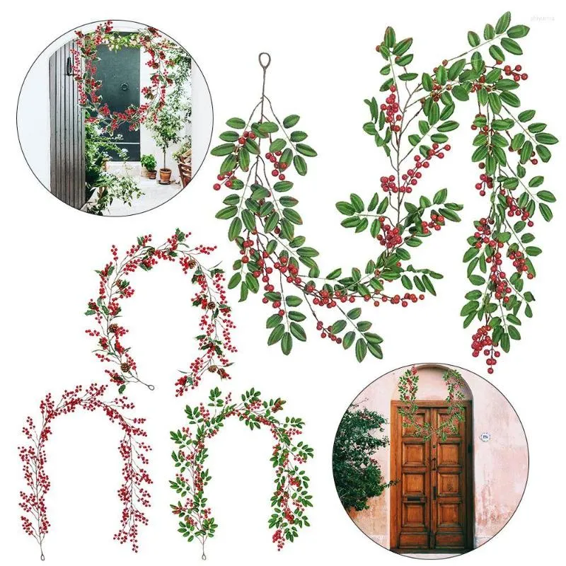 Decorative Flowers Simulation Christmas Wedding Decor Door Decoration Halloween Garland Plants Faux Fruits Berry Vine