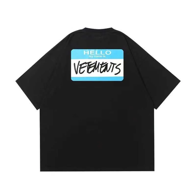Vetements Hello My Name T-Shirt for Men and Women, Casual VTM Tops