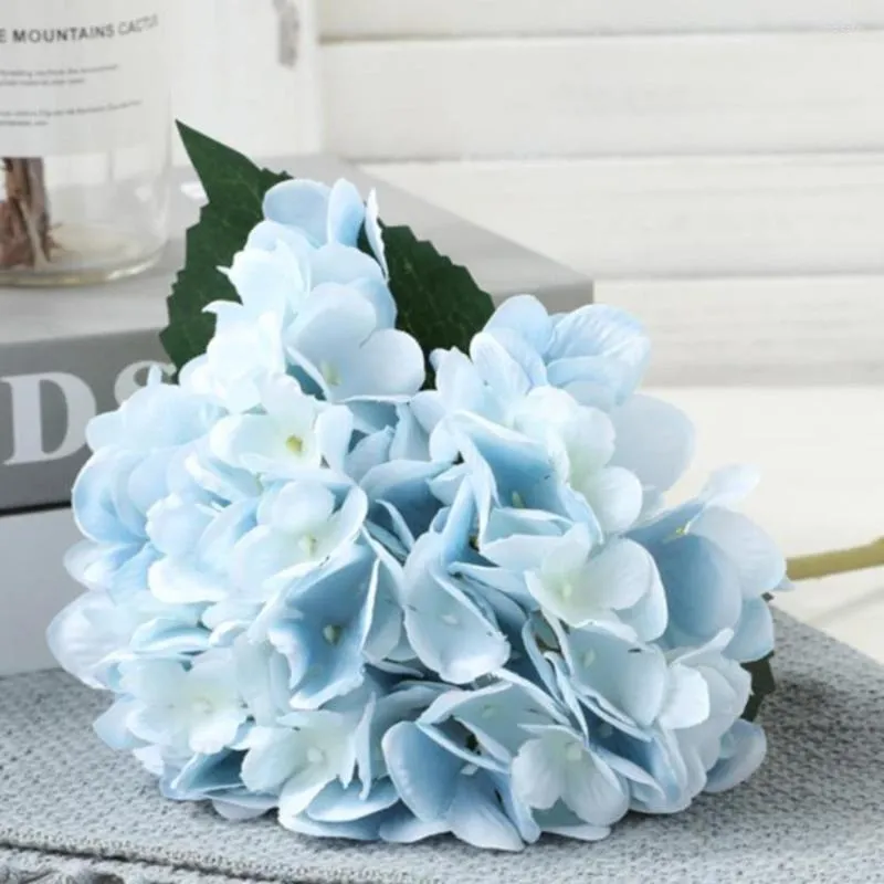 Decorative Flowers 100pcs Hydrangea With Leaves Hydrange Beautiful Wedding Flower Floral Christmas Event Party Table Decoration Wholesales