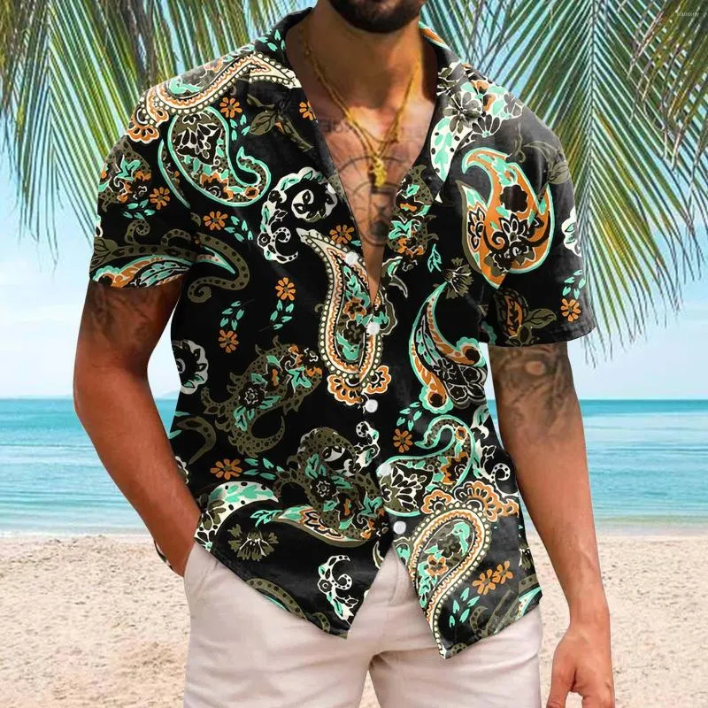 T-shirt da uomo Camicia da uomo con colletto rovesciato da uomo Casual manica corta Primavera Estate Couverture collo 3D stampato Moda Top camicetta Tipo N