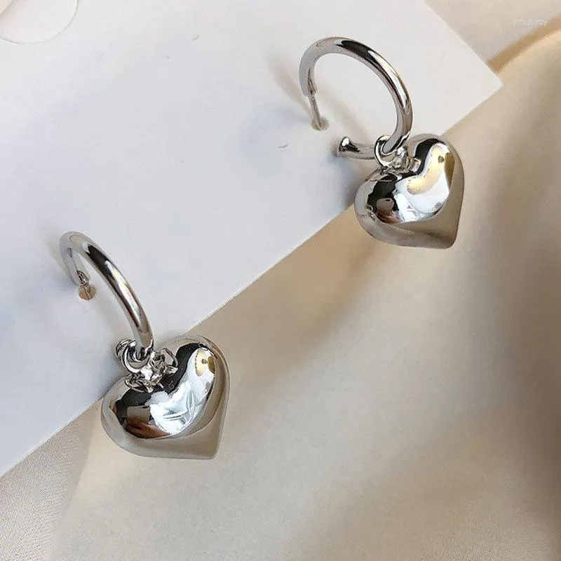 フープイヤリングMeetSoft 925 Sterling Silver Minimalist Heart Removable 18Kゴールドイヤリングバックル女性のための2つの方法