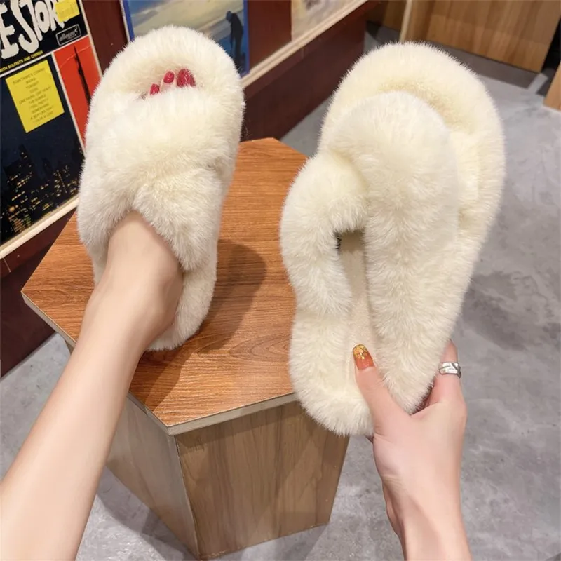 Slippare Summer Fluffy Raccoon Fur Slippers Shoes Women Real Flip Flop Flat Furry Slides Outdoor Sandals Amazing Indoor 230302