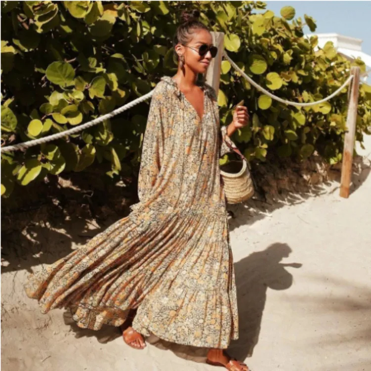 Abiti casual 2023 Abito da donna bohémien Spring Oversize Beach Oversize Beach Elegant Female Fashion Fashion Autunno Spacchi per le vacanze Studi 230301