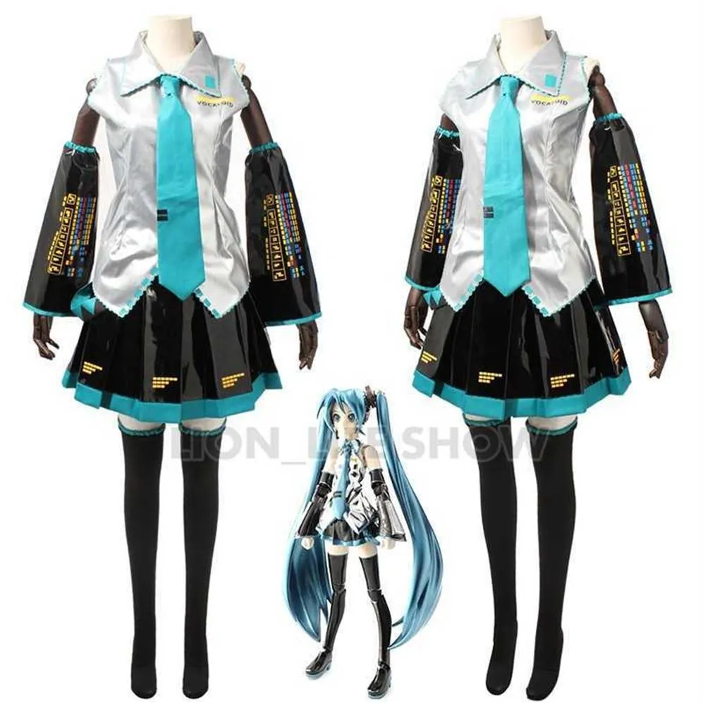 Anime Super Alloy Miku Cosplay Costumes Dress Girl's Cloth any size PU leather Y0903270C
