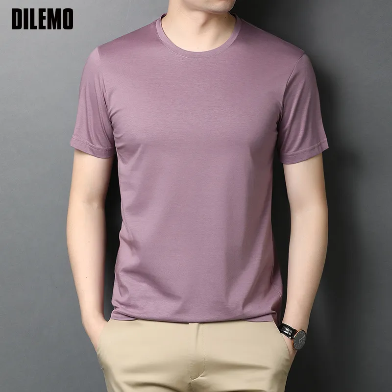 Men's T-Shirts DILEMO Tee-shirts Mercerized Cotton Summer Plain Brand Tops O Neck t Shirt Men Short Sleeve Casual Fashion Mens Clothing 230302