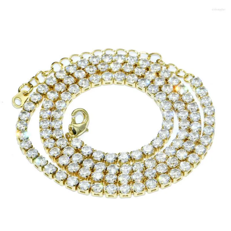 Chains High Quality Shine White Zircon Prong Setting 3mm Wide Lobster Clasp With Extend Tennis Chian Necklace For Men And Women