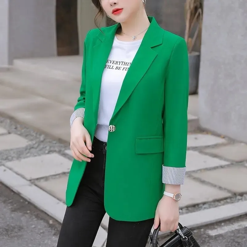 Women's Suits Blazers Spring Ladies Blazer Fashion Slim Women Blazer Jacket White Green Pink Suit Long-Sleeved Overcoat Female Tops Outerwear 4XL 230302